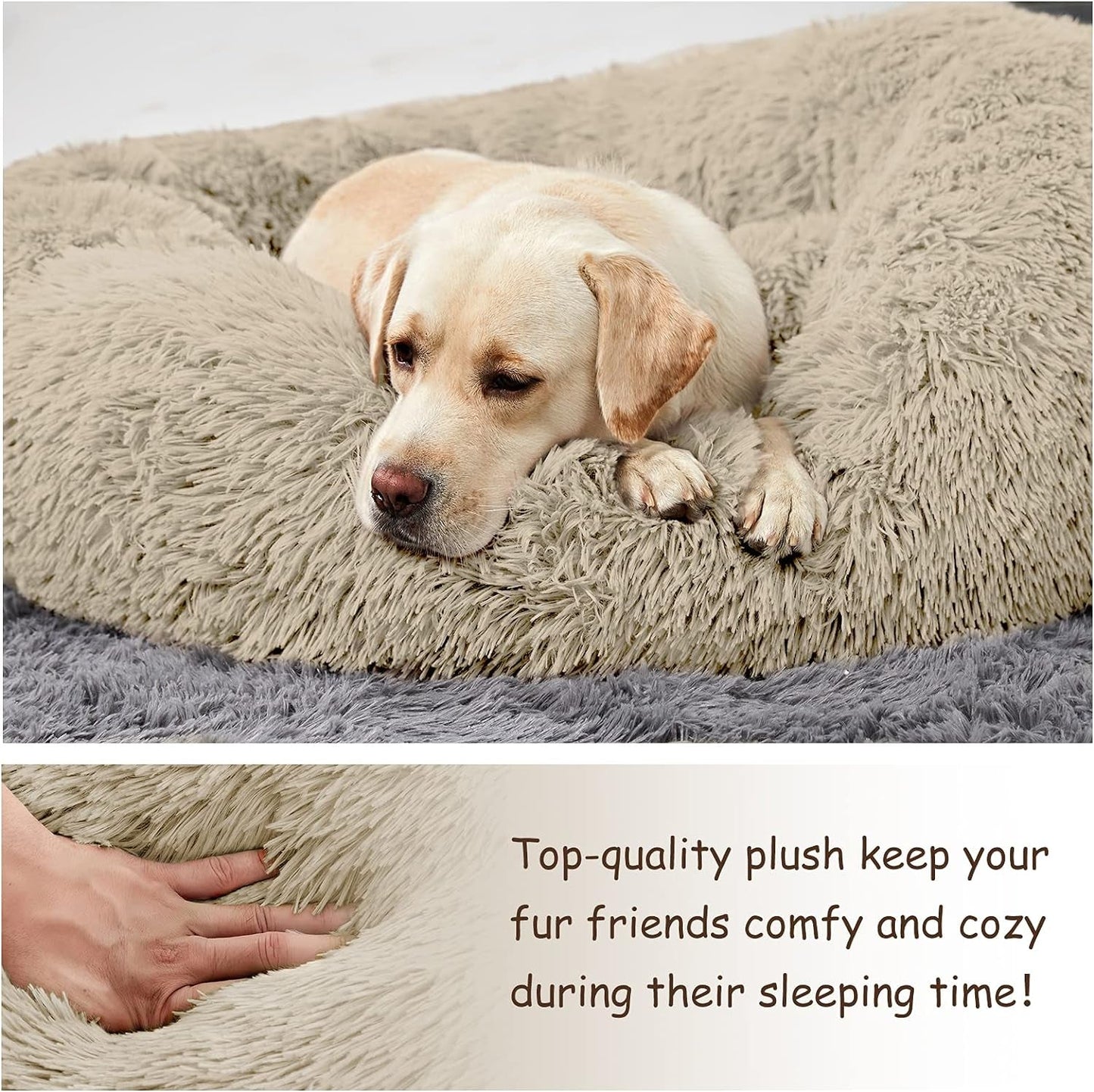 Washable Donut Dog Bed – Calming Round Cuddler for Medium & Large Dogs - Paw Fit Gears