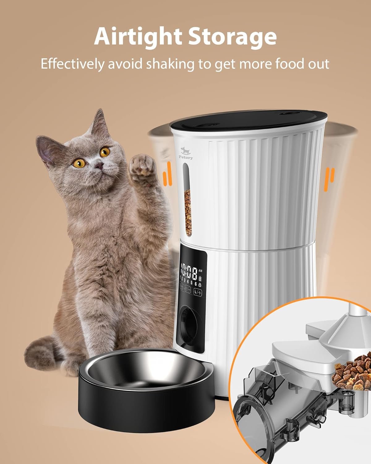 Petory Automatic Cat Feeder – 4L Timed Dispenser with Voice & Battery Backup - Paw Fit Gears